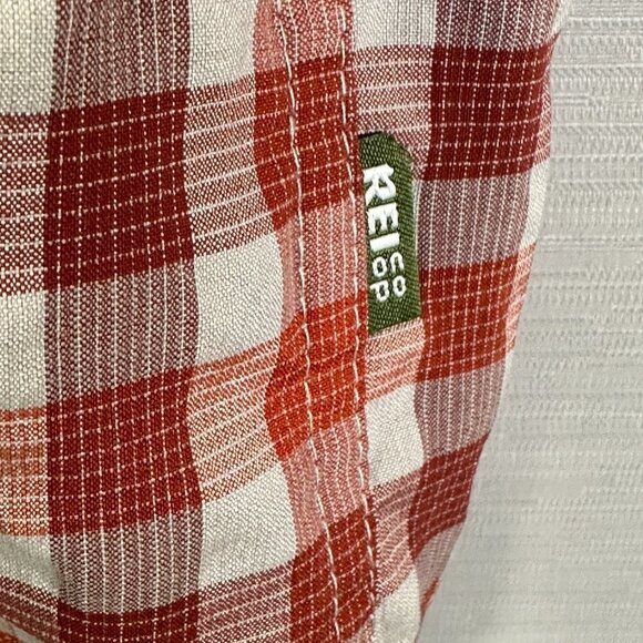 REI Coop Shirt Mens Small Button Up Orange Plaid Short Sleeve Breathable Pockets - Picture 6 of 9